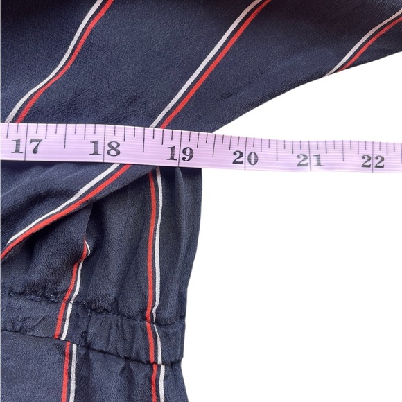 A.L.C 100% Silk Nico Surplice Stripe Collared Midi Dress Size 8 - Picture 8 of 11